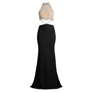 Elegant Black and Gold Evening Gown
